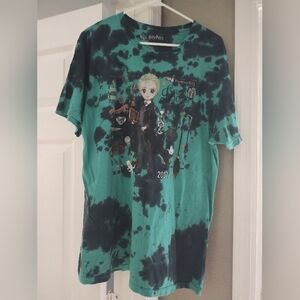 Harry Potter Slytherin Draco Tee Size Large Tie Dye Look  Color Teal And Black